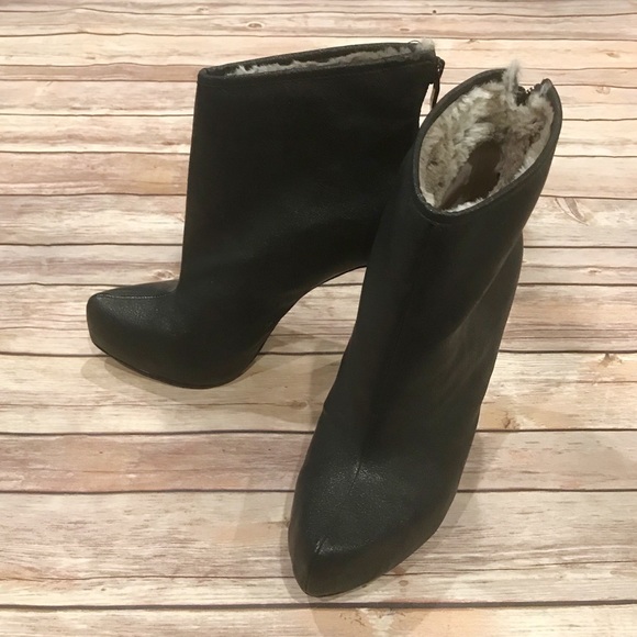 BCBGeneration Black Leather Platform Booties - Picture 4 of 7